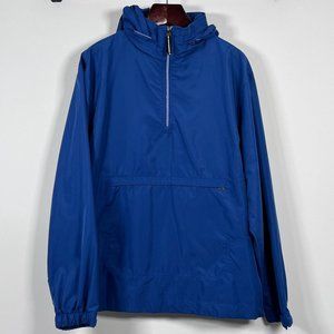 Nike Anorak Windbreaker 1/4 Zip Jacket Men’s LG‎ Blue Hooded Lightweight Golf